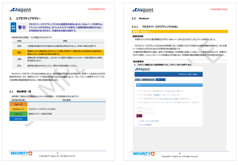 Webアプリケーション診断サービス：レポートサンプル